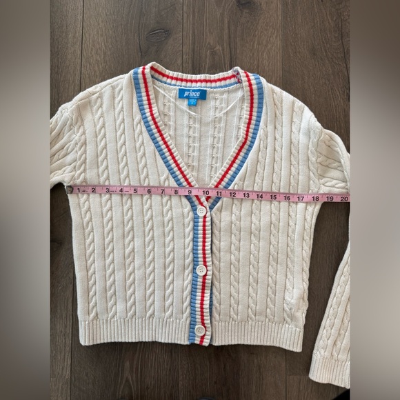 Prince Pickleball Women's Cable Knit Cardigan Tennis Sweater Cream Size Small - Picture 9 of 9